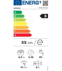 Samsung WW80T554 DAW/S6 Πλυντήριο Ρούχων 8kg με Ατμό