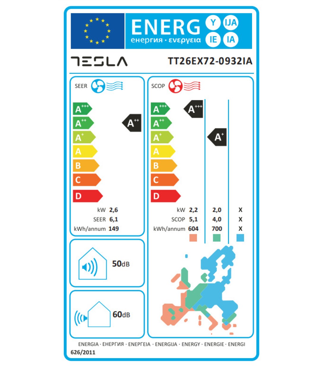 Tesla Κλιματιστικό Inverter 9000 BTU A++/A+ TT26EX72-0932IA