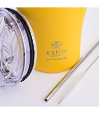 Estia Coffee Mug Save The Aegean Ποτήρι Θερμός Ανοξείδωτο BPA Free Pineapple Yellow 350ml με Καλαμάκι 01-12458