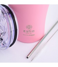 Estia Coffee Mug Save The Aegean Ποτήρι Θερμός Ανοξείδωτο BPA Free Blossom Rose 350ml με Καλαμάκι 01-12472