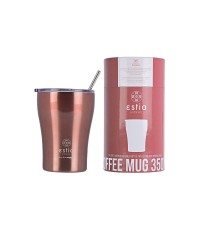 Estia Coffee Mug Save The Aegean Ποτήρι Θερμός Ανοξείδωτο BPA Free Rose Gold 350ml με Καλαμάκι 01-12489