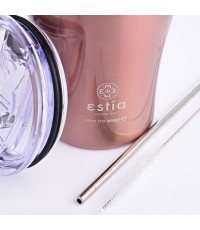 Estia Coffee Mug Save The Aegean Ποτήρι Θερμός Ανοξείδωτο BPA Free Rose Gold 350ml με Καλαμάκι 01-12489