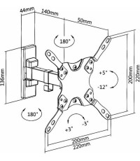 Superior Electronics 13-42 Motion Extra Slim Βάση Τηλεόρασης Τοίχου με Βραχίονα έως 42" και 20kg