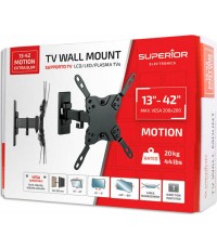 Superior Electronics 13-42 Motion Extra Slim Βάση Τηλεόρασης Τοίχου με Βραχίονα έως 42" και 20kg