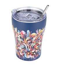 Estia Coffee Mug Save The Aegean Ποτήρι Θερμός Ανοξείδωτο VIBRANT VORTEX 350ml με Καλαμάκι 01-22921