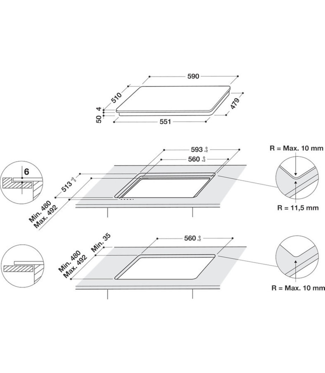 Whirlpool WB S2560 NE Επαγωγική Εστία Αυτόνομη με Λειτουργία Κλειδώματος 59x51εκ.