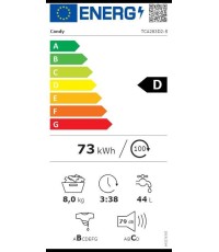 Candy Πλυντήριο Ρούχων Άνω Φόρτωσης 8kg 1200 Στροφών TCA283D2-S