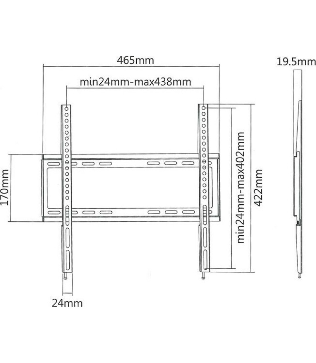 Superior Electronics 32-55 Fixed Extra Slim Βάση Τηλεόρασης Τοίχου έως 55" και 35kg