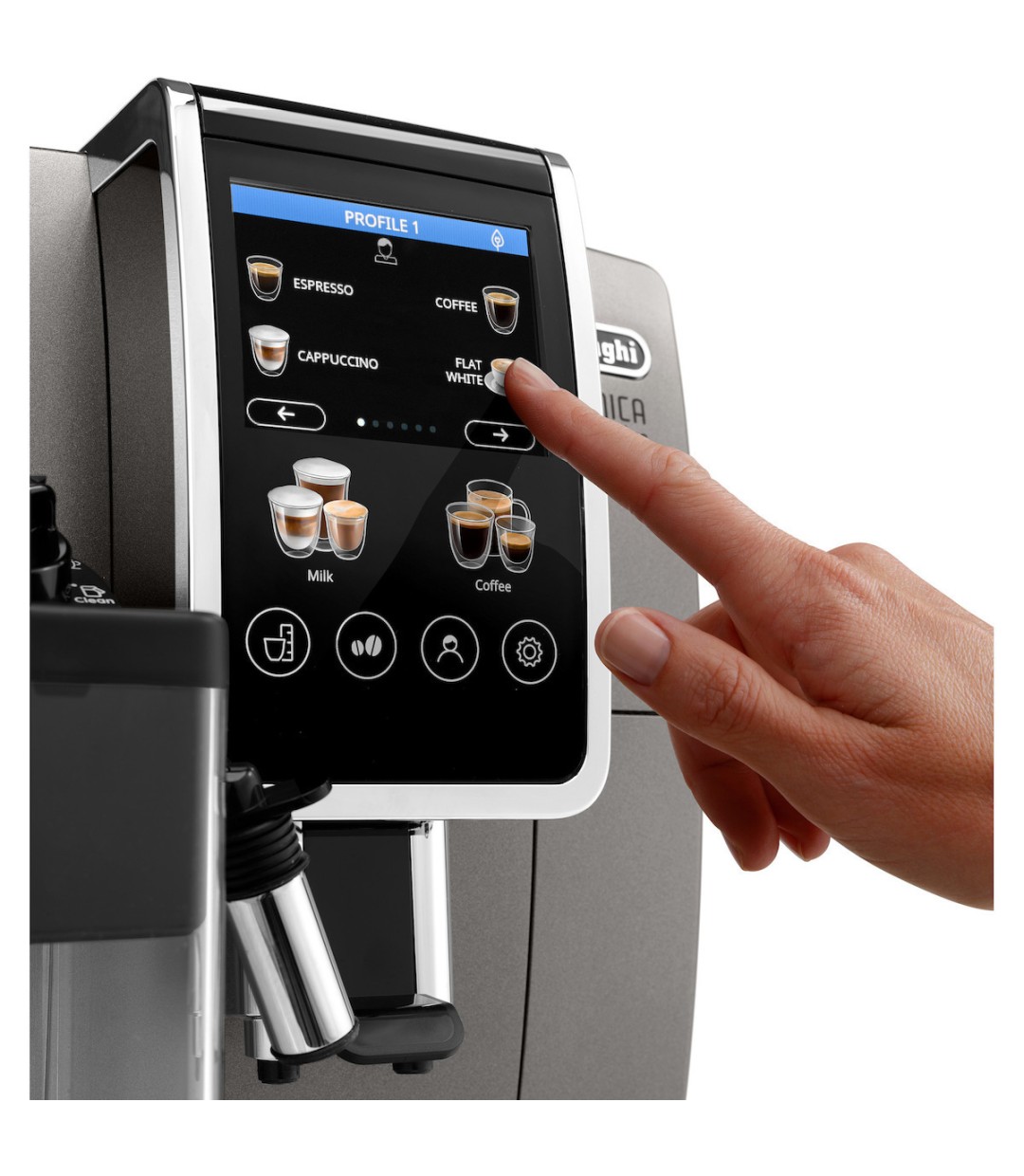 De'Longhi Dinamica Plus ECAM 380.95 TB Αυτόματη Μηχανή Espresso 1450W Πίεσης 15bar με Μύλο Άλεσης Ασημί