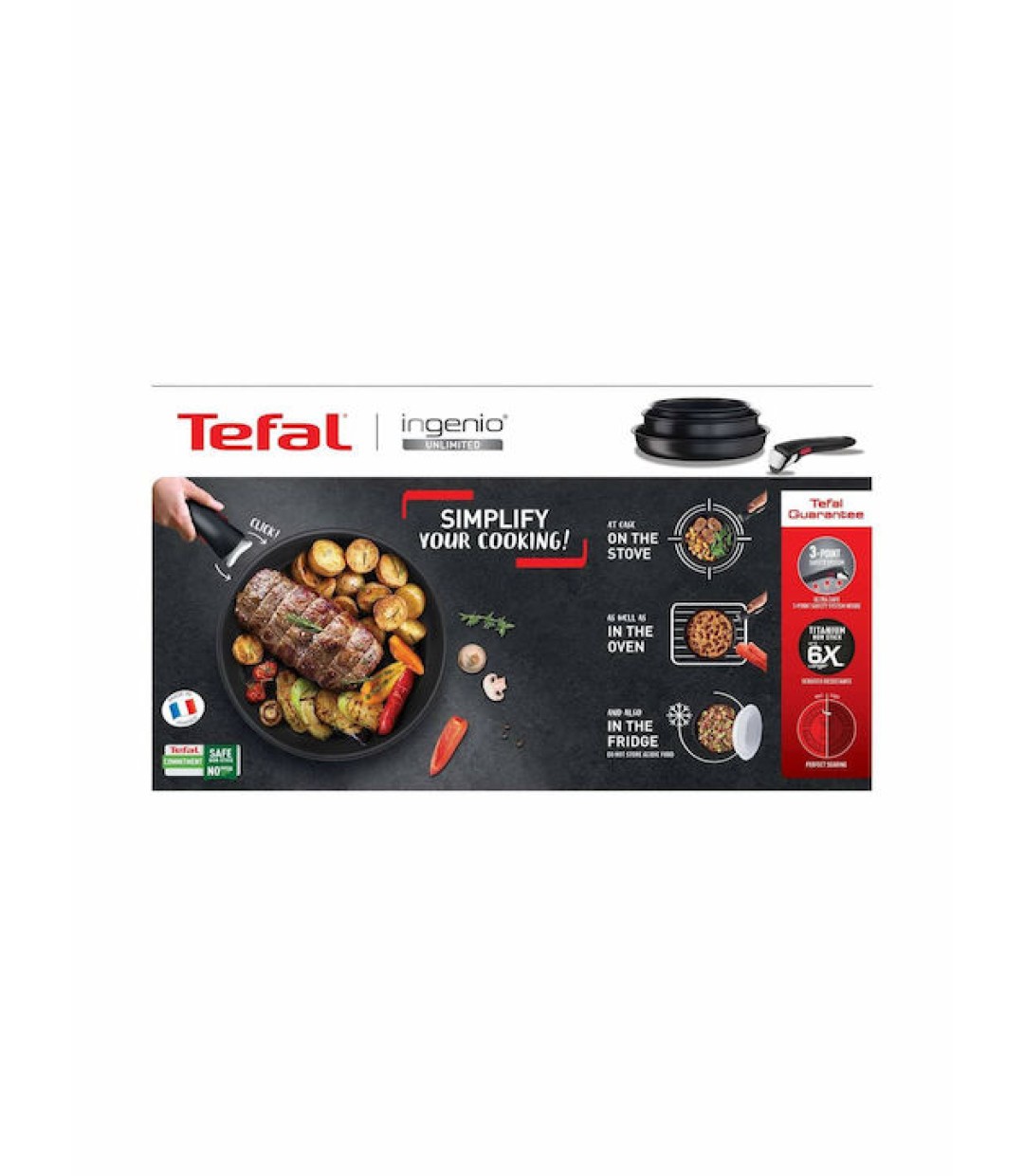 Tefal Ingenio Unlimited Σετ Τηγάνια 24/28+X από Αλουμίνιο με Αντικολλητική Επίστρωση L76391 3τμχ