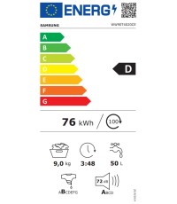 Samsung Πλυντήριο Ρούχων 9kg με Ατμό 1200 Στροφών WW90T4020CE/LE