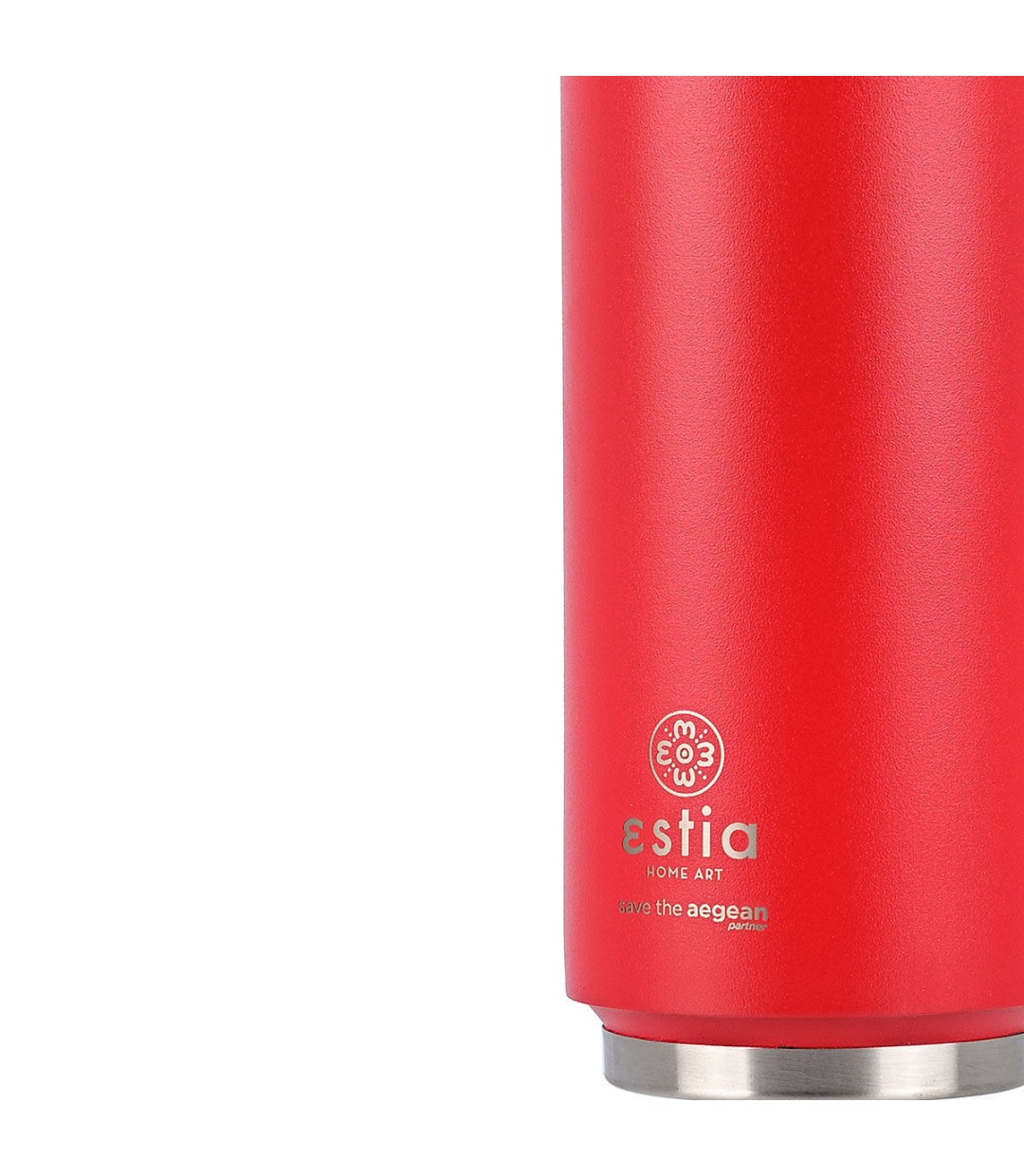 Estia Travel Cup Save the Aegean Ανακυκλώσιμο Ποτήρι Θερμός Ανοξείδωτο BPA Free Scarlet Red 500ml με Καλαμάκι 01-9854