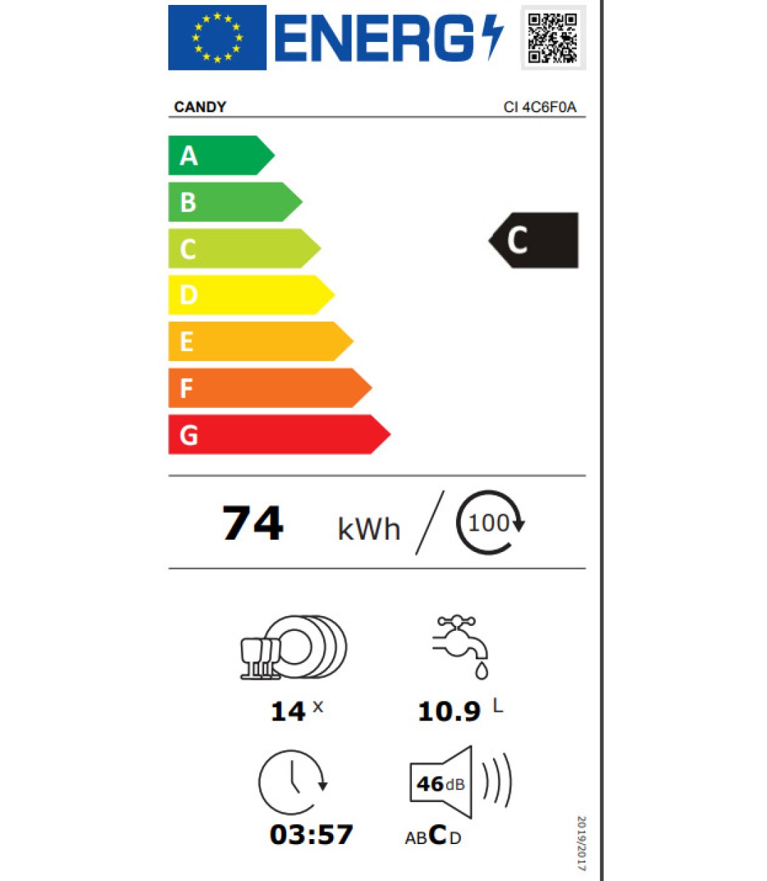 Candy CI4C6F0A Πλήρως Εντοιχιζόμενο Πλυντήριο Πιάτων με Wi-Fi για 14 Σερβίτσια Candy CI4C6F0A Πλήρως Εντοιχιζόμενο Πλυντήριο Πιάτων με Wi-Fi για 14 Σερβίτσια