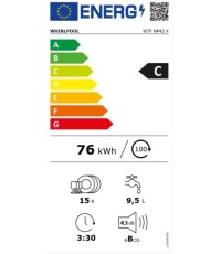 Whirlpool W7F HP43 X Ελεύθερο Πλυντήριο Πιάτων για 15 Σερβίτσια Π60xY85εκ. Inox