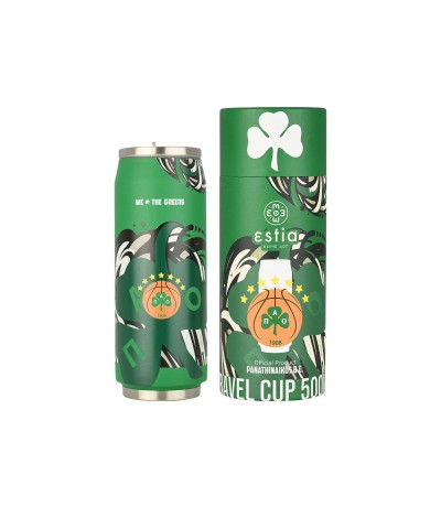 Estia Travel Cup Save the Aegean Ποτήρι Θερμός Ανοξείδωτο BPA Free 500ml Panathinaikos BC Edition We The Greens με Καλαμάκι