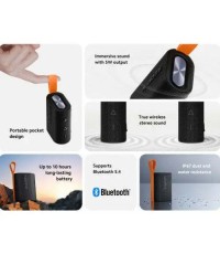 Xiaomi Pocket Αδιάβροχο Ηχείο Bluetooth 5W με Διάρκεια Μπαταρίας έως 10 ώρες Μαύρο