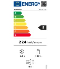 Whirlpool WHC18 T322 Εντοιχιζόμενος Ψυγειοκαταψύκτης 250lt Total NoFrost Υ177xΠ54xΒ54.5εκ. Λευκός