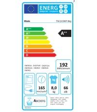 Miele TSC223 WP Στεγνωτήριο 8kg A++ με Αντλία Θερμότητας