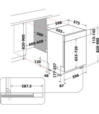 Whirlpool WBC 3C34 PF X Εντοιχιζόμενο Πλυντήριο Πιάτων για 14 Σερβίτσια Π59.8xY82εκ. Inox