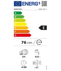 Whirlpool WSBC3M27X Εντοιχιζόμενο Πλυντήριο Πιάτων για 10 Σερβίτσια Π45xY82εκ. Inox