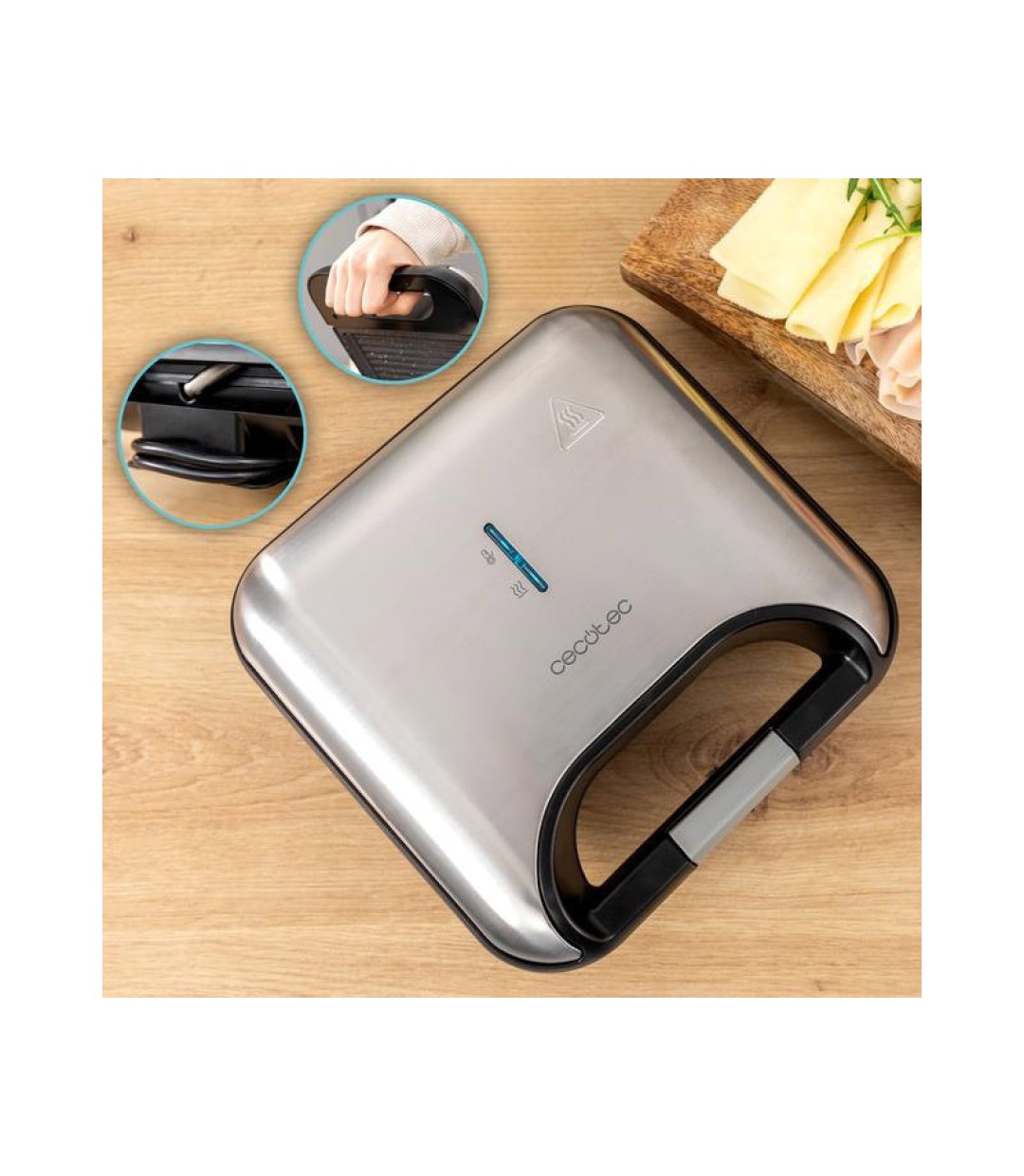  Cecotec Rock'ntoast Τοστιέρα για 2 Τοστ 800W Inox 02958