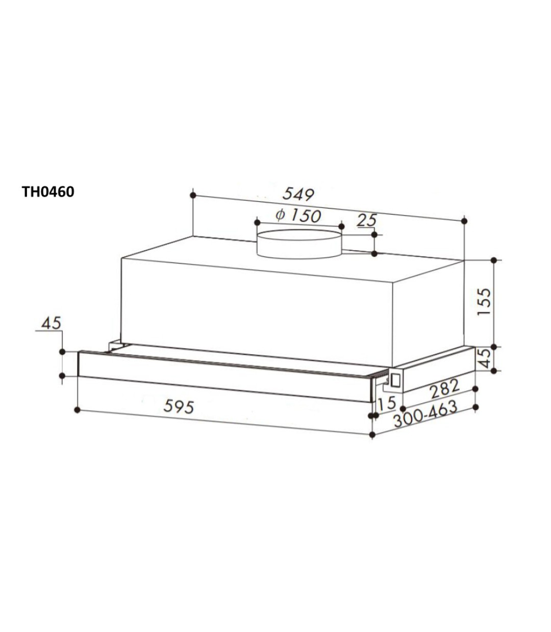 Απορροφητήρας Κουζίνας Συρόμενος 60cm Telemax TH0460 Inox