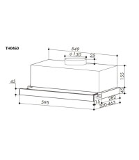 Απορροφητήρας Κουζίνας Συρόμενος 60cm Telemax TH0460 Μαύρο