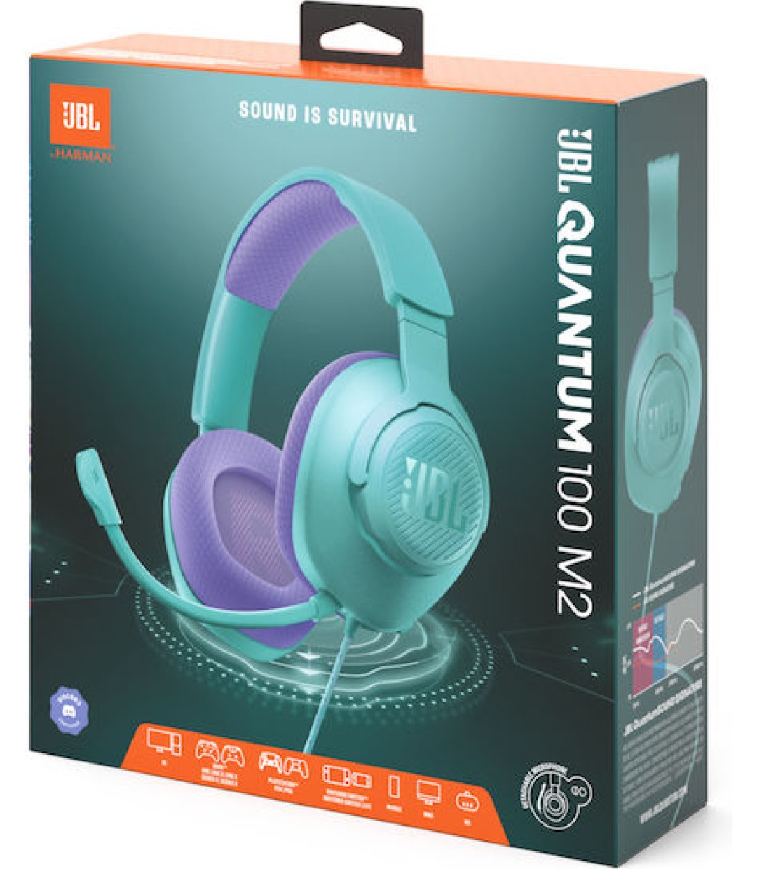 JBL Quantum 100M2 Over Ear Gaming Headset με σύνδεση 3.5mm Μπλε 