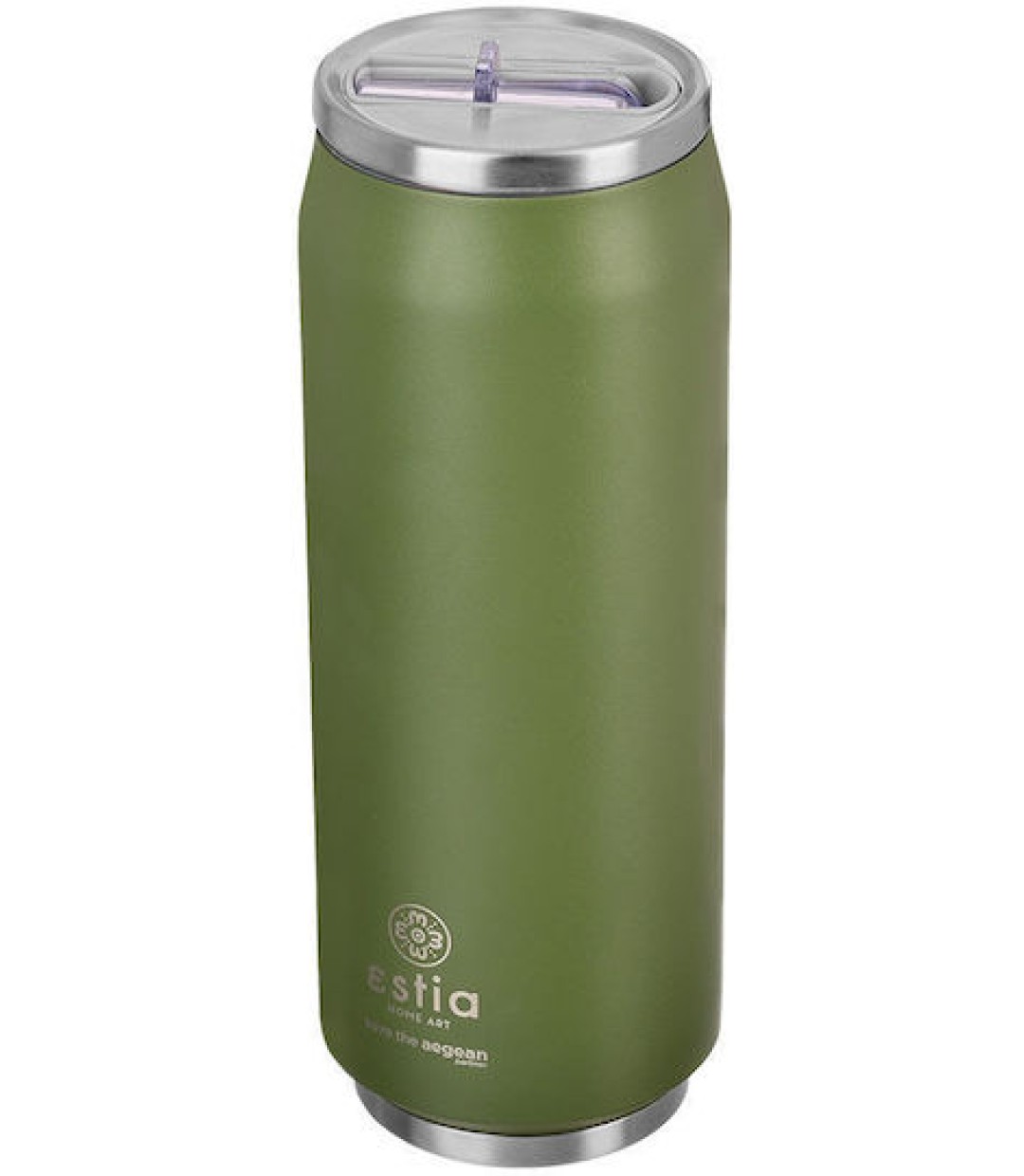 Estia Travel Cup Save the Aegean Ανακυκλώσιμο Ποτήρι Θερμός Ανοξείδωτο / Πλαστικό BPA Free 500ml Forest Spirit με Καλαμάκι
