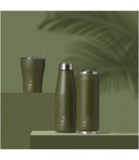 Estia Travel Cup Save the Aegean Ανακυκλώσιμο Ποτήρι Θερμός Ανοξείδωτο / Πλαστικό BPA Free 500ml Forest Spirit με Καλαμάκι