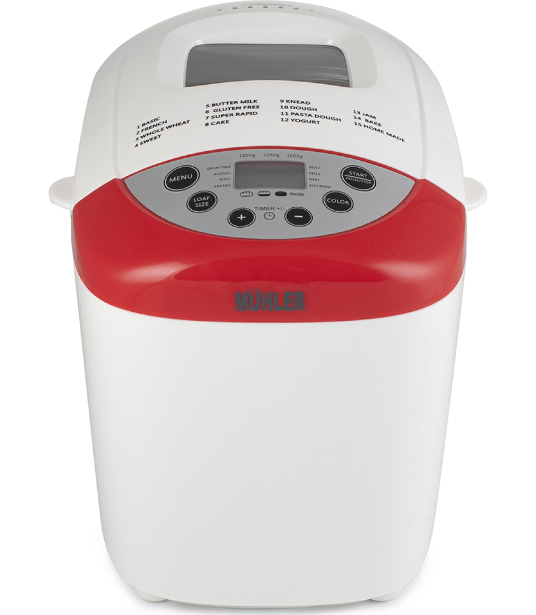  Muhler Αρτοπαρασκευαστής 850W Χωρητικότητας 1500gr με 15 Προγράμματα MBM-1502