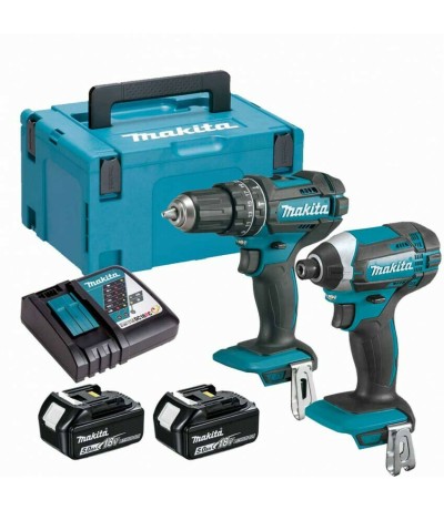 Makita Σετ Κρουστικό Δραπανοκατσάβιδο & Παλμικό Κατσαβίδι 18V με 2 Μπαταρίες 5Ah και Θήκη DLX 2131 TJ