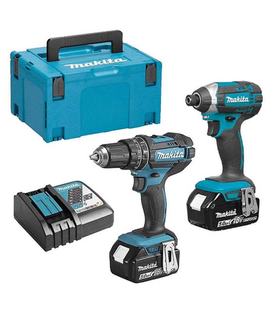 Makita Σετ Κρουστικό Δραπανοκατσάβιδο & Παλμικό Κατσαβίδι 18V με 2 Μπαταρίες 5Ah και Θήκη DLX 2131 TJ