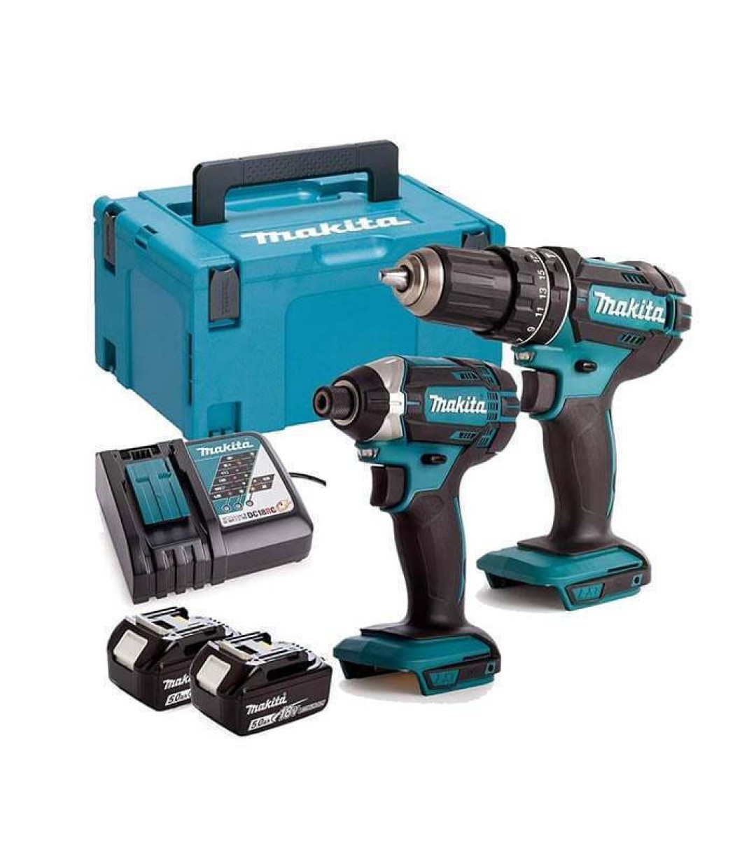 Makita Σετ Κρουστικό Δραπανοκατσάβιδο & Παλμικό Κατσαβίδι 18V με 2 Μπαταρίες 5Ah και Θήκη DLX 2131 TJ
