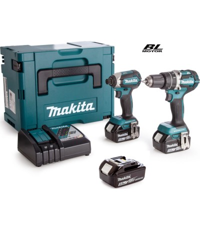 Makita DLX 2180 TJ Σετ Κρουστικό Δραπανοκατσάβιδο & Παλμικό Κατσαβίδι 18V με 3 Μπαταρίες 5Ah και Θήκη