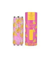 Estia Travel Cup Save the Aegean Ανακυκλώσιμο Ποτήρι Θερμός Ανοξείδωτο / Πλαστικό BPA Free 500ml Banana swirl με Καλαμάκι