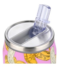 Estia Travel Cup Save the Aegean Ανακυκλώσιμο Ποτήρι Θερμός Ανοξείδωτο / Πλαστικό BPA Free 500ml Banana swirl με Καλαμάκι