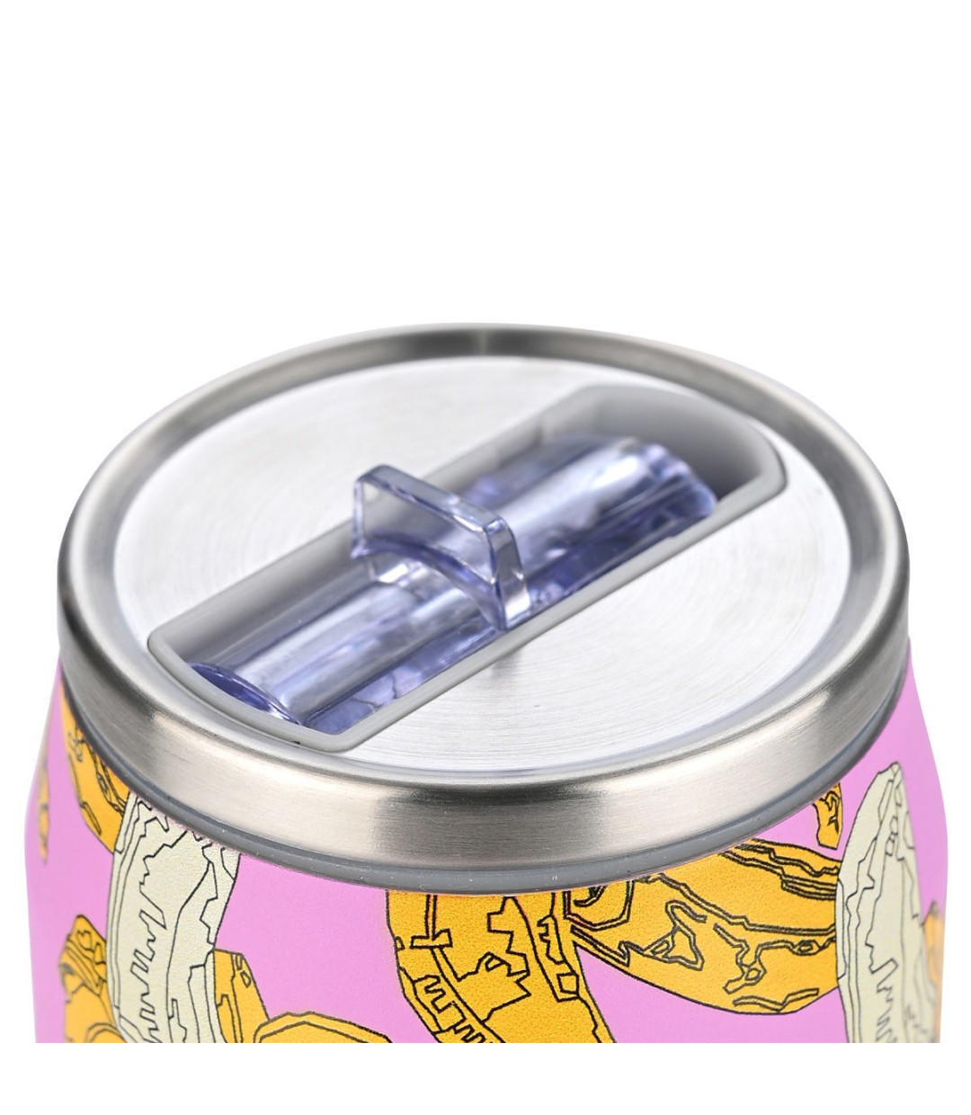 Estia Travel Cup Save the Aegean Ανακυκλώσιμο Ποτήρι Θερμός Ανοξείδωτο / Πλαστικό BPA Free 500ml Banana swirl με Καλαμάκι