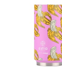 Estia Travel Cup Save the Aegean Ανακυκλώσιμο Ποτήρι Θερμός Ανοξείδωτο / Πλαστικό BPA Free 500ml Banana swirl με Καλαμάκι