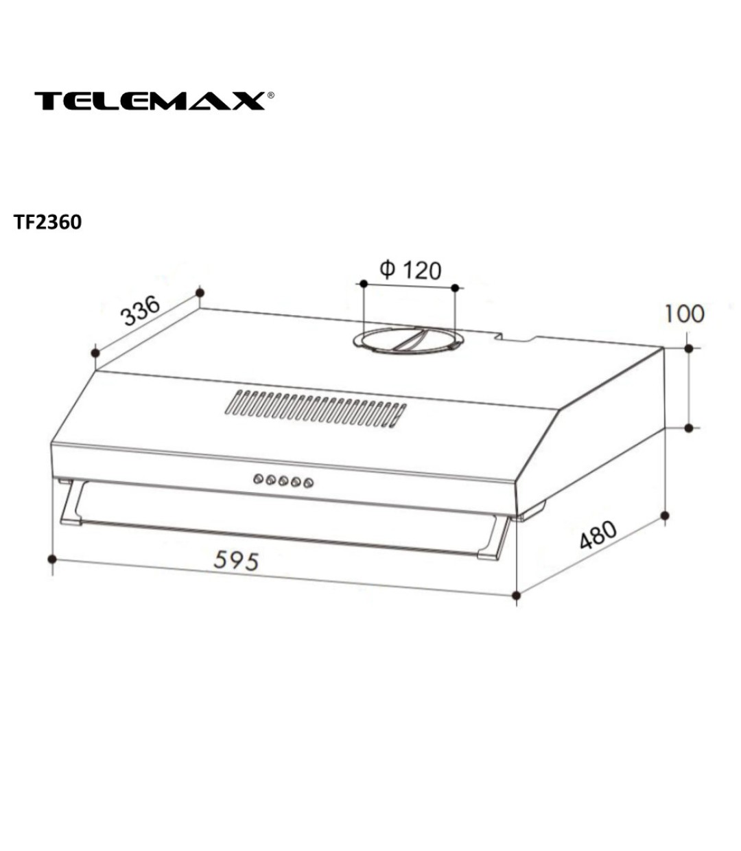 Απορροφητήρας Κουζίνας Ελεύθερος 60cm Telemax TF2360 Λευκό 