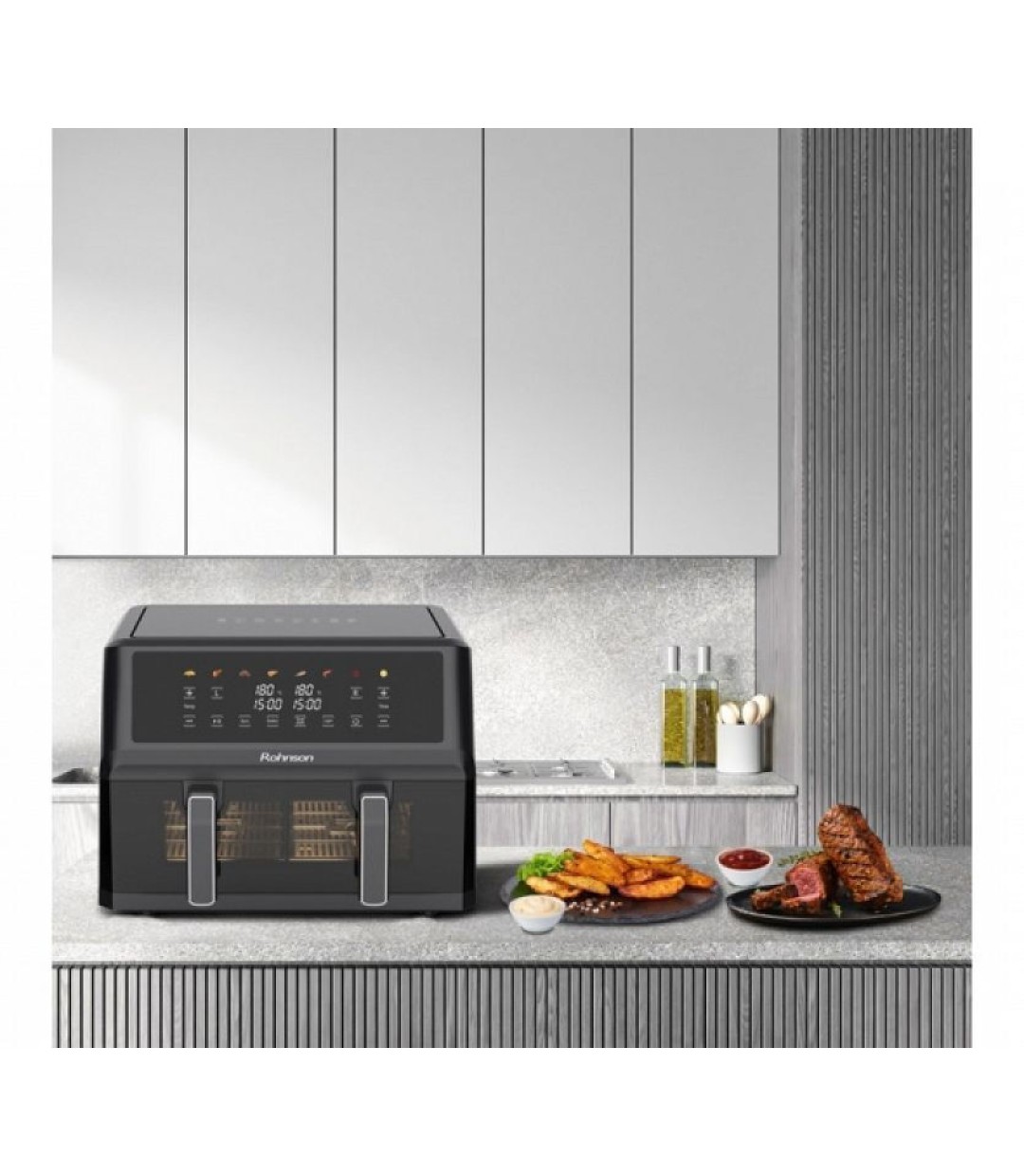 Rohnson R-2864 Air Fryer με Διπλό Αποσπώμενο Κάδο 10.4lt Μαύρο