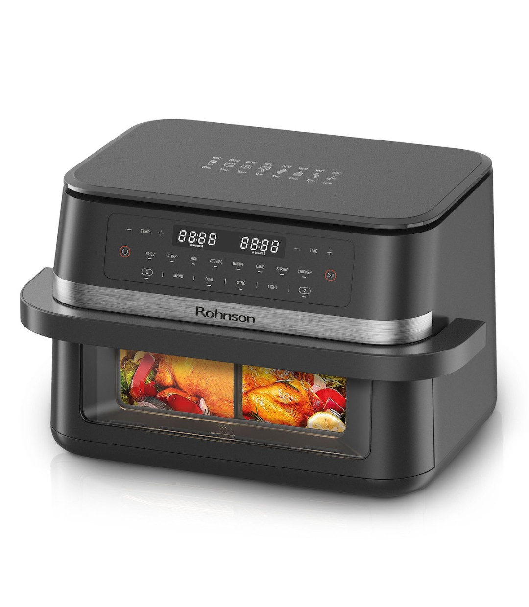 Rohnson Air Fryer με Διπλό Αποσπώμενο Κάδο 11.5lt Γκρι R-2881