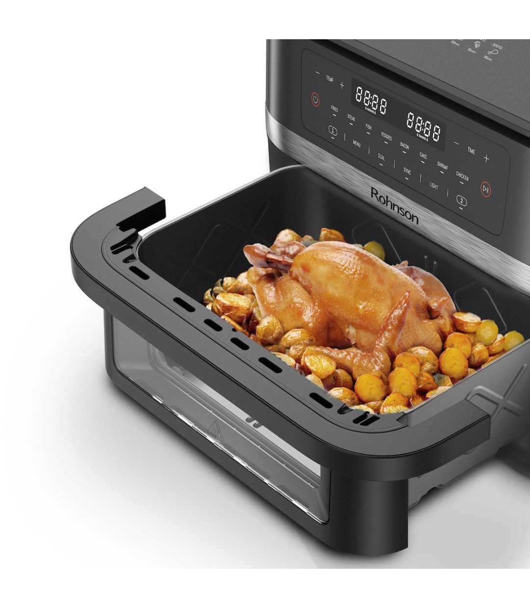 Rohnson Air Fryer με Διπλό Αποσπώμενο Κάδο 11.5lt Γκρι R-2881