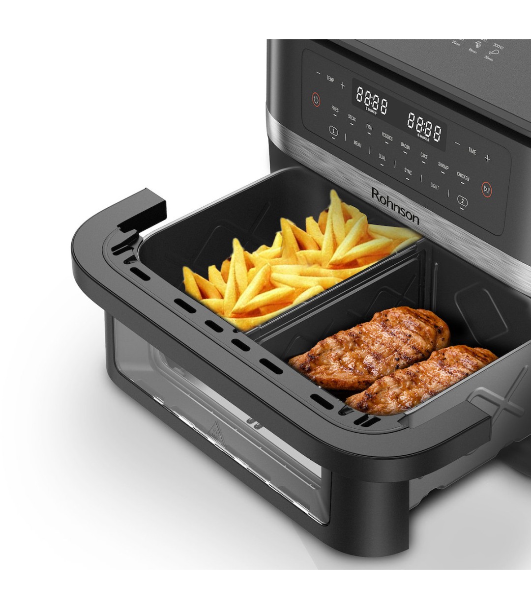 Rohnson Air Fryer με Διπλό Αποσπώμενο Κάδο 11.5lt Γκρι R-2881