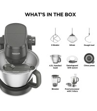  Kenwood Κουζινομηχανή KHC 30.050 GY KW 1000W με Ανοξείδωτο Κάδο 1.7lt 