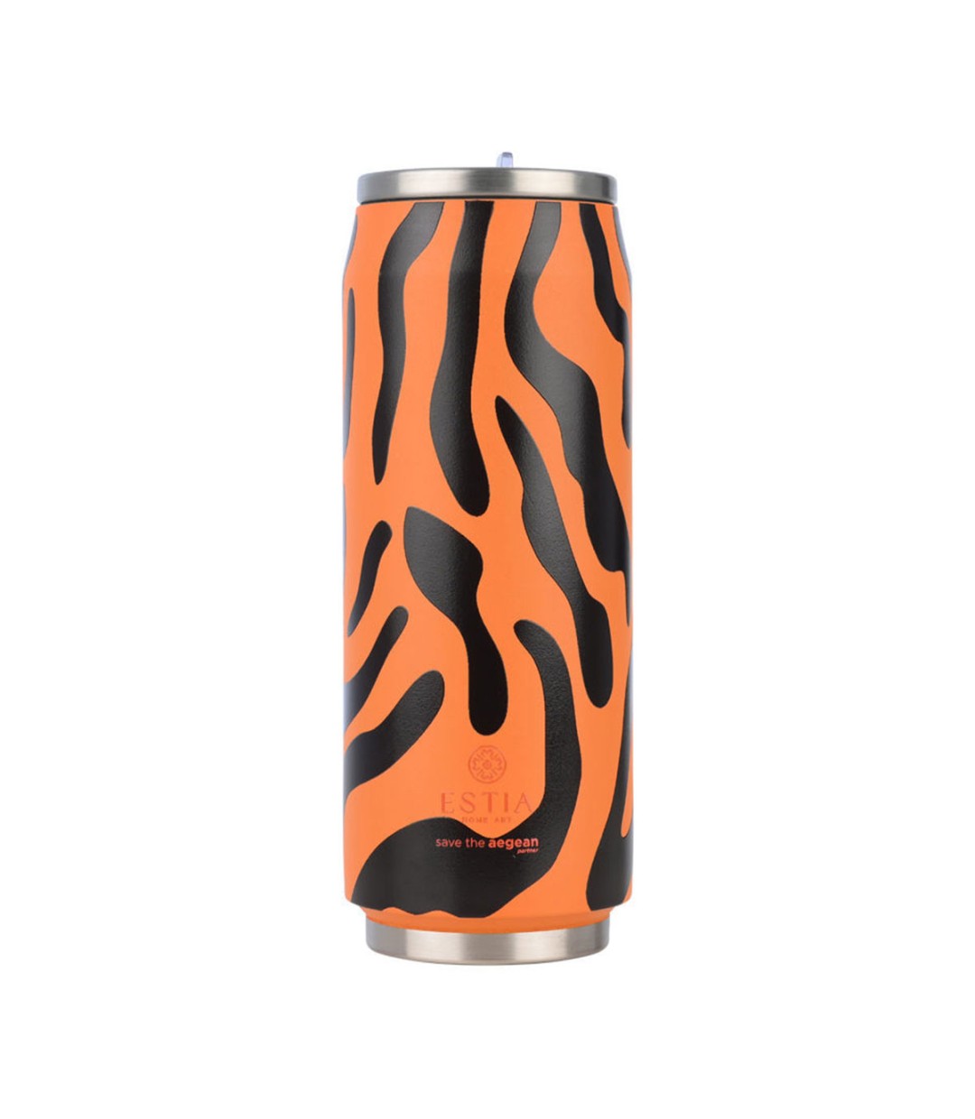 Estia Travel Cup Save the Aegean Ανακυκλώσιμο Ποτήρι Θερμός Ανοξείδωτο / Πλαστικό BPA Free 500ml Wild Claw με Καλαμάκι