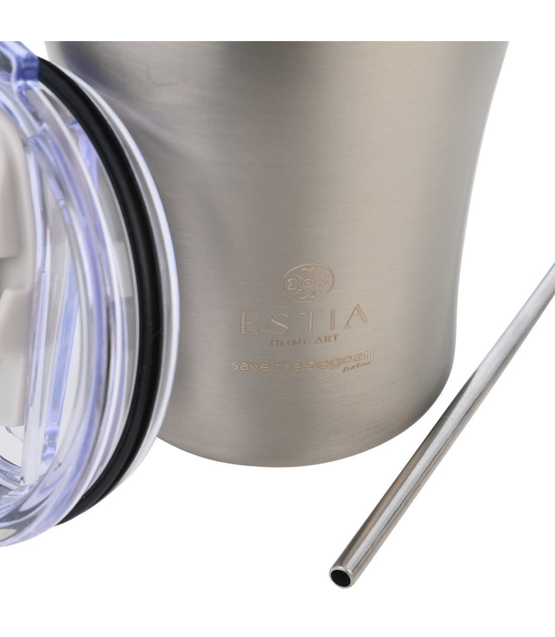 Estia Coffee Mug Save The Aegean Ανακυκλώσιμο Ποτήρι Θερμός Ανοξείδωτο BPA Free 350ml Steel Flow με Καλαμάκι 01-31855