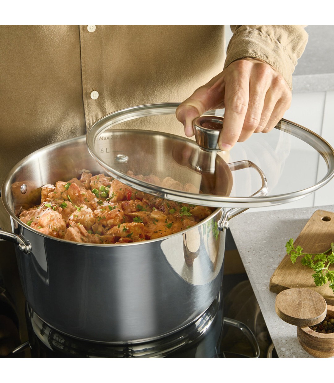  Tefal Emotion+ Βαθιά Ανοξείδωτη Κατσαρόλα 11.4lt / 30cm 