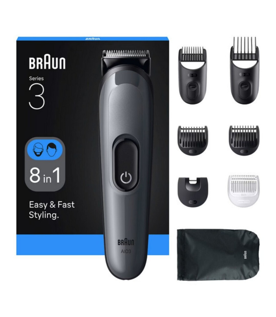Braun Series 3 Επαναφορτιζόμενη Κουρευτική Μηχανή Γκρι AIO3540
