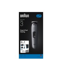 Braun Series 3 Επαναφορτιζόμενη Κουρευτική Μηχανή Γκρι AIO3540